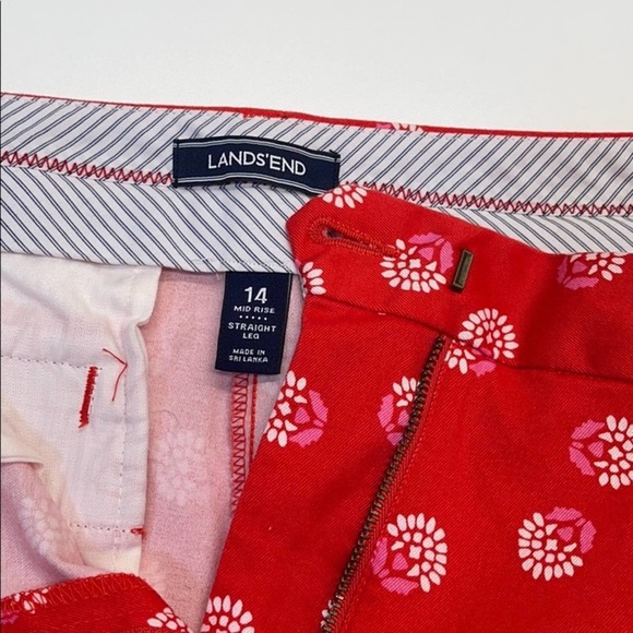LANDS END Womens 14 Red Pink Capri Pants - Picture 2 of 4